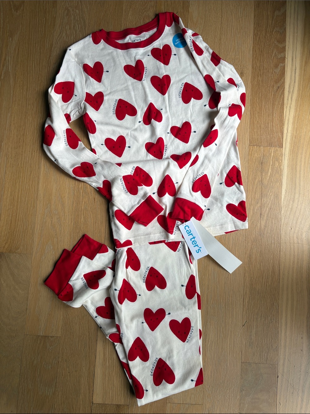 Carter's Cream and Red Heart Print Two-Piece Pajama Set